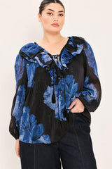 ROYAL BLOOM FANTASIA WOVEN BLOUSE - Flying Tomato - Flyclothing LLC