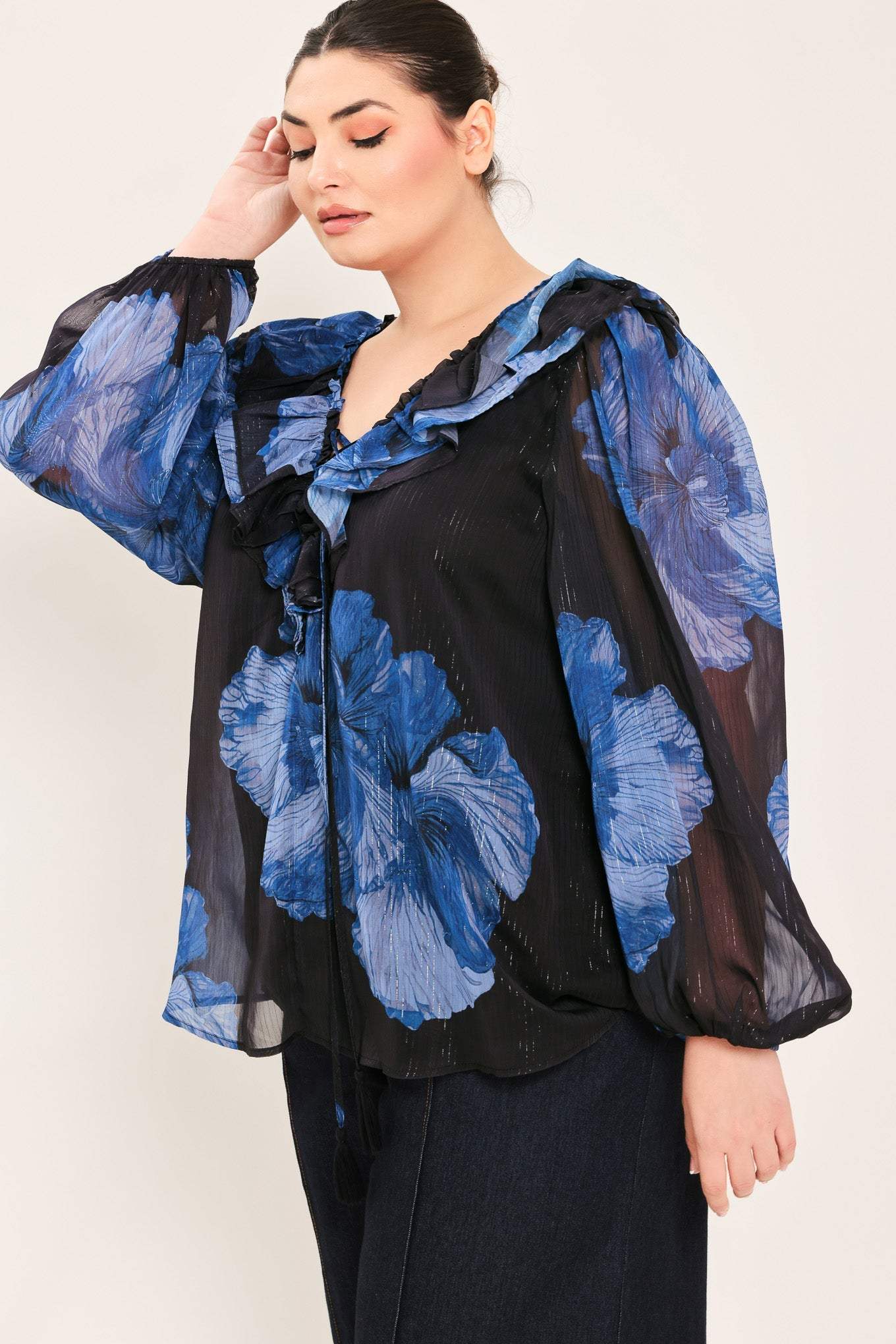 ROYAL BLOOM FANTASIA WOVEN BLOUSE - Flying Tomato - Flyclothing LLC