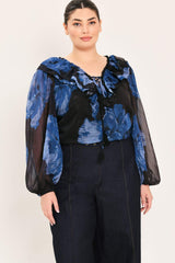 ROYAL BLOOM FANTASIA WOVEN BLOUSE - Flying Tomato - Flyclothing LLC