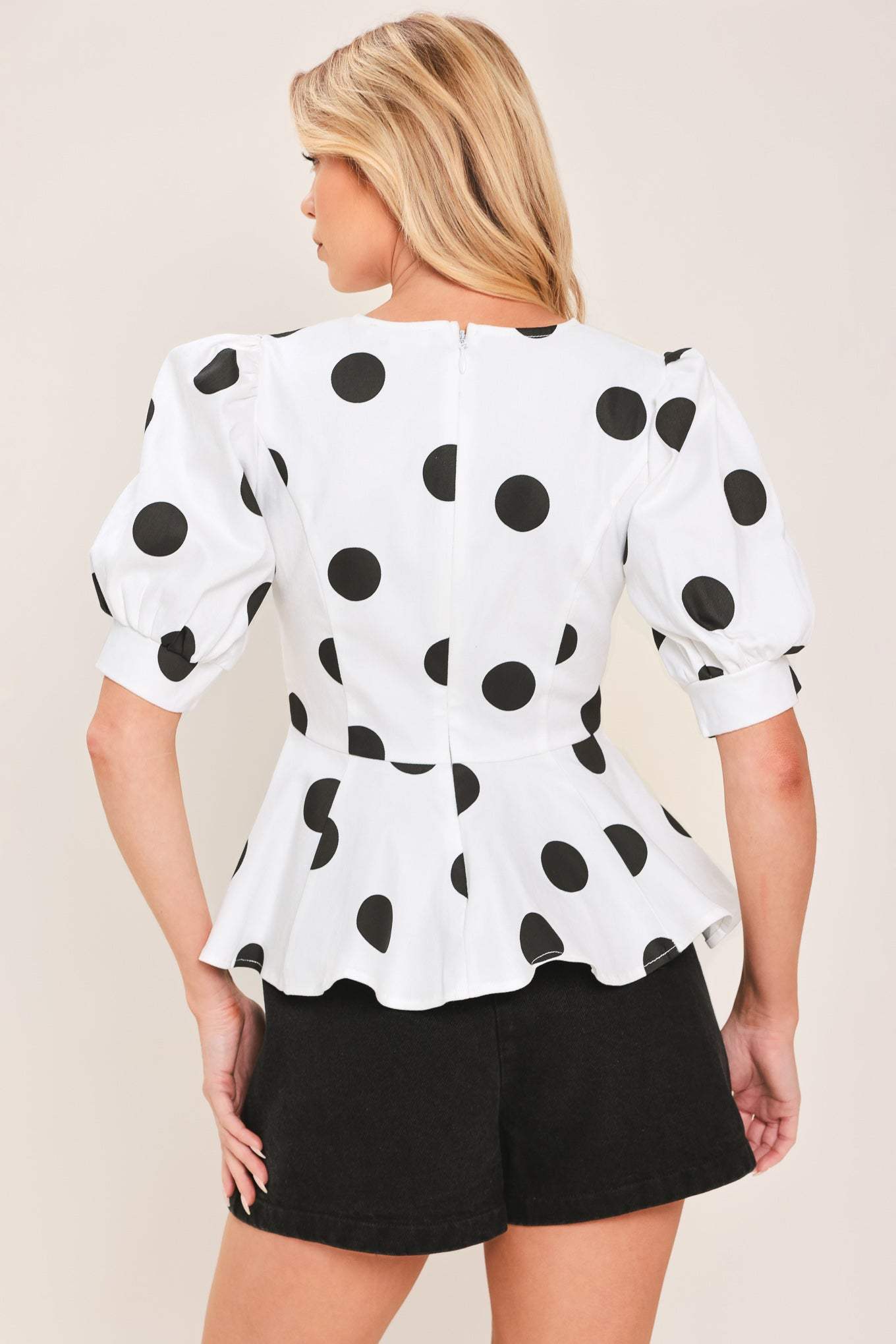 RETRO POLKA DOT WOVEN TOP