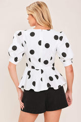 RETRO POLKA DOT WOVEN TOP