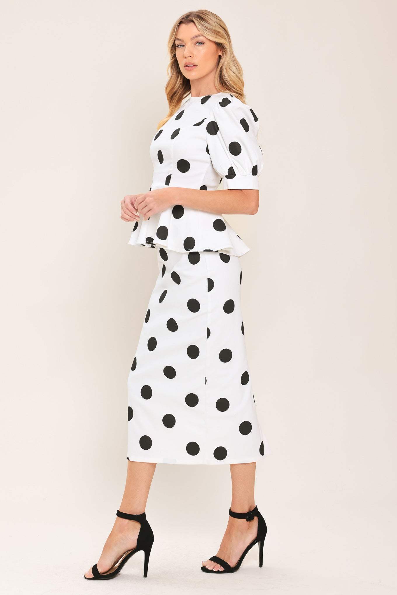 RETRO POLKA DOT WOVEN TOP
