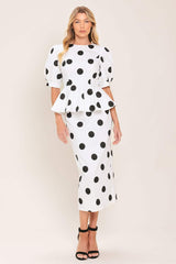 RETRO POLKA DOT WOVEN TOP