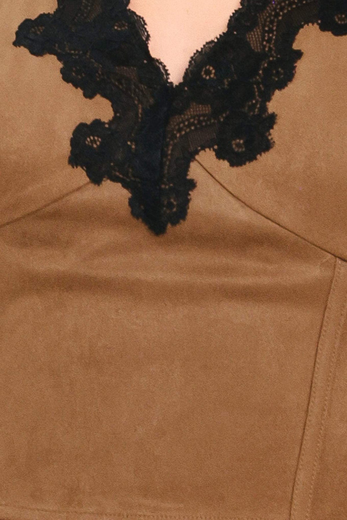 UMBER LACE AFTERGLOW FAUX SUEDE CROP TOP - Flying Tomato - Flyclothing LLC