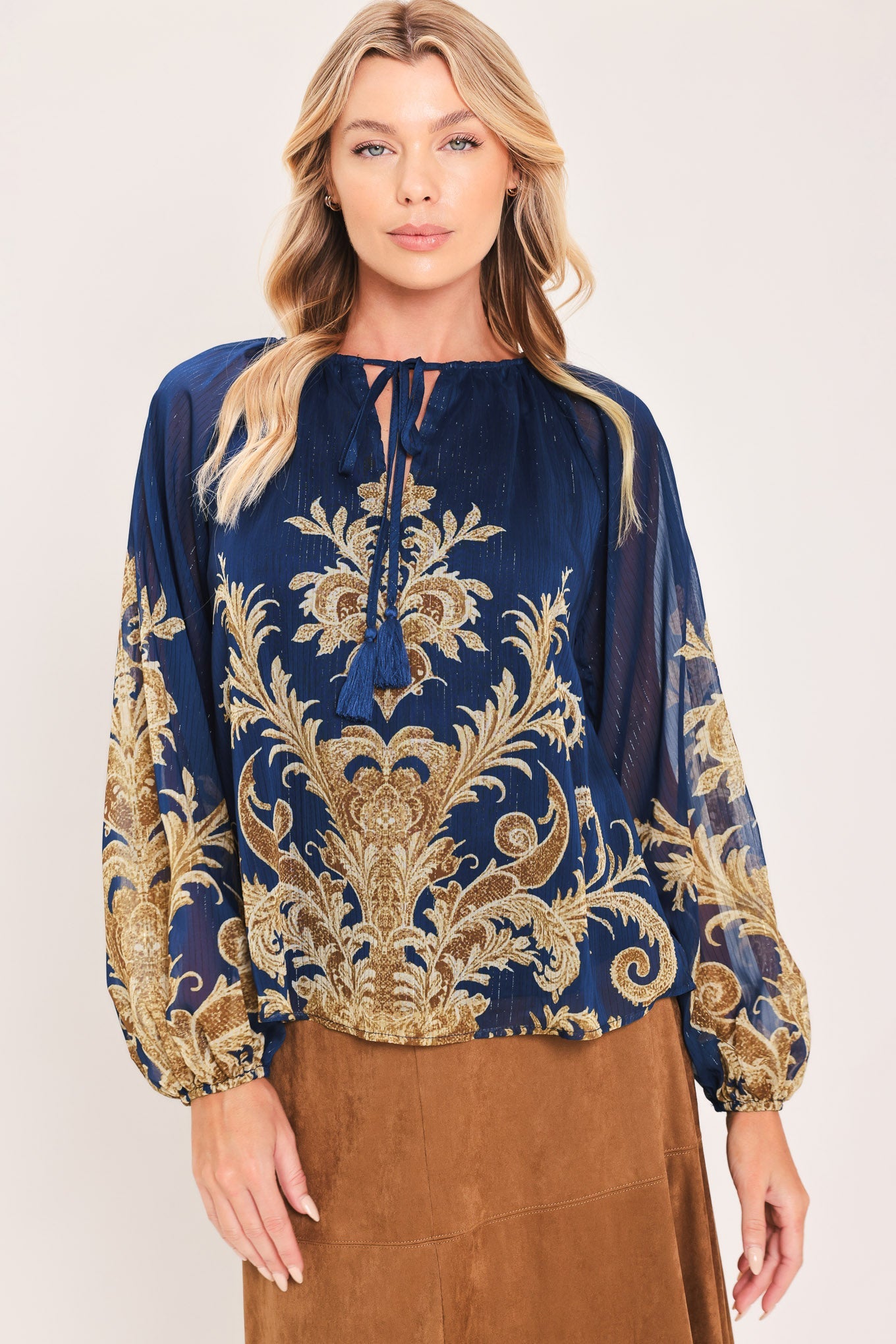 MIDNIGHT HERITAGE FLOW WOVEN TOP
