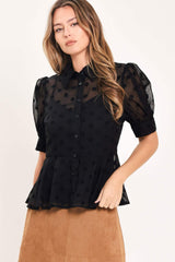 POLKA VEIL ROMANCE WOVEN TOP - Flying Tomato - Flyclothing LLC