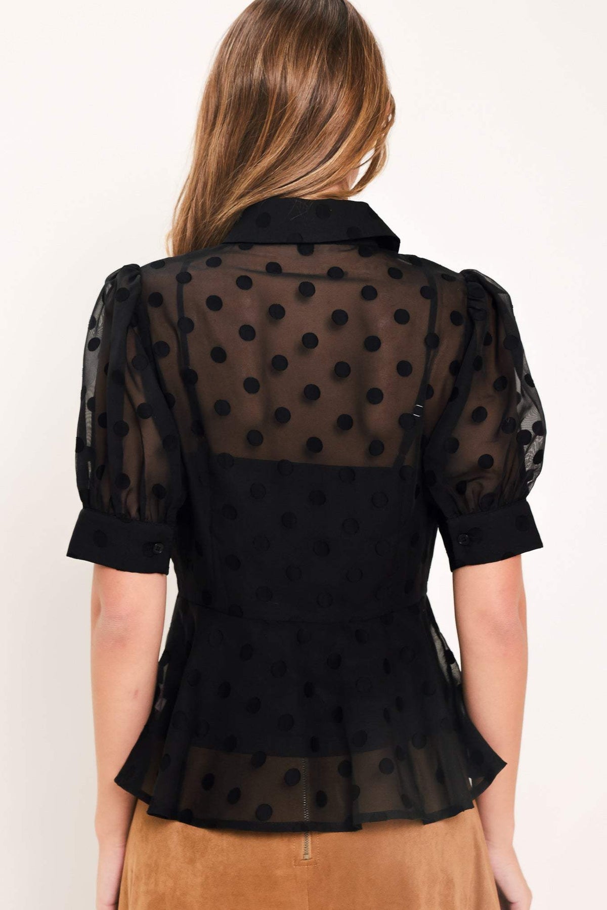 POLKA VEIL ROMANCE WOVEN TOP - Flying Tomato - Flyclothing LLC