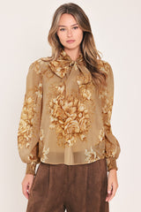 MOONLIT GARDEN BOW TIE BLOUSE