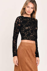 NOIR LACE MOONRISE WOVEN LACE CROP TOP - Flying Tomato - Flyclothing LLC