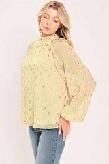 VANILLA GOLDEN HAZE FOIL WOVEN TOP