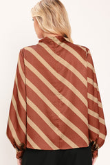 TOFFEE DIAGONAL FLOW WOVEN TOP