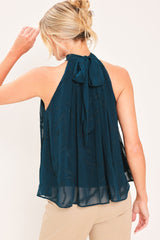 TEAL SHADOW SWAY WOVEN JACQUARD TOP