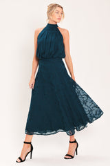 TEAL SHADOW SWAY WOVEN JACQUARD TOP