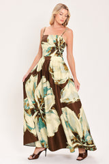 CREAM BOTANIC SWEEP WOVEN CROP TOP AND FULL SKIRT SET