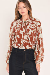 GOLDEN SEASON RUST HARDWARE-DETAIL BLOUSE - Flying Tomato - Flyclothing LLC