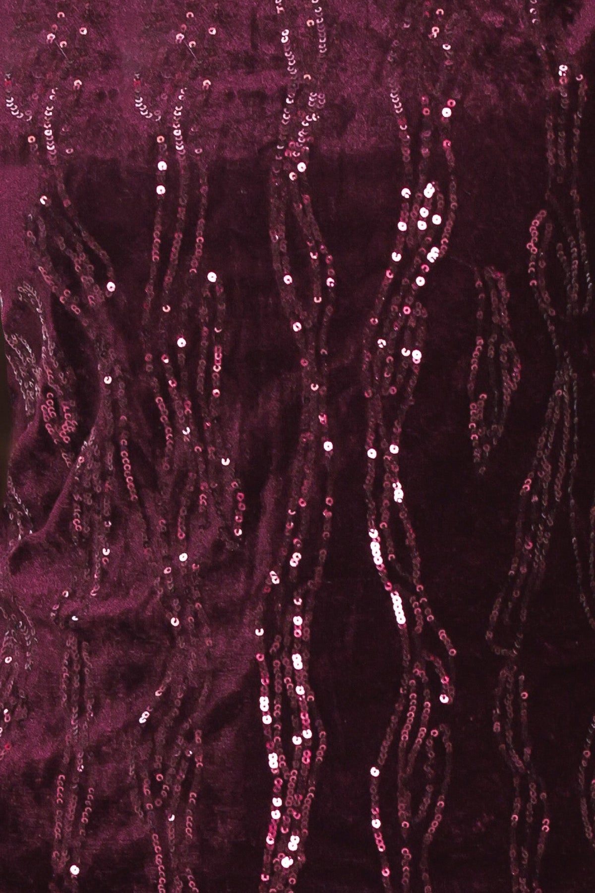 BURGUNDY SPARK BURGUNDY SEQUIN VELVET PADDED-SHOULDER TOP - Flying Tomato - Flyclothing LLC