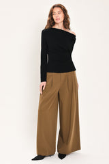 AFTER HOURS BLACK DRAPED ONE-SHOULDER TOP - Flying Tomato - Flyclothing LLC