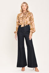 MAUVE MOMENT MAUVE PRINTED TIE-FRONT BLOUSE