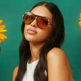 Ivy Luxe - Yellow Tangle-Free Round Aviator Sunglasses - TopFoxx - Flyclothing LLC