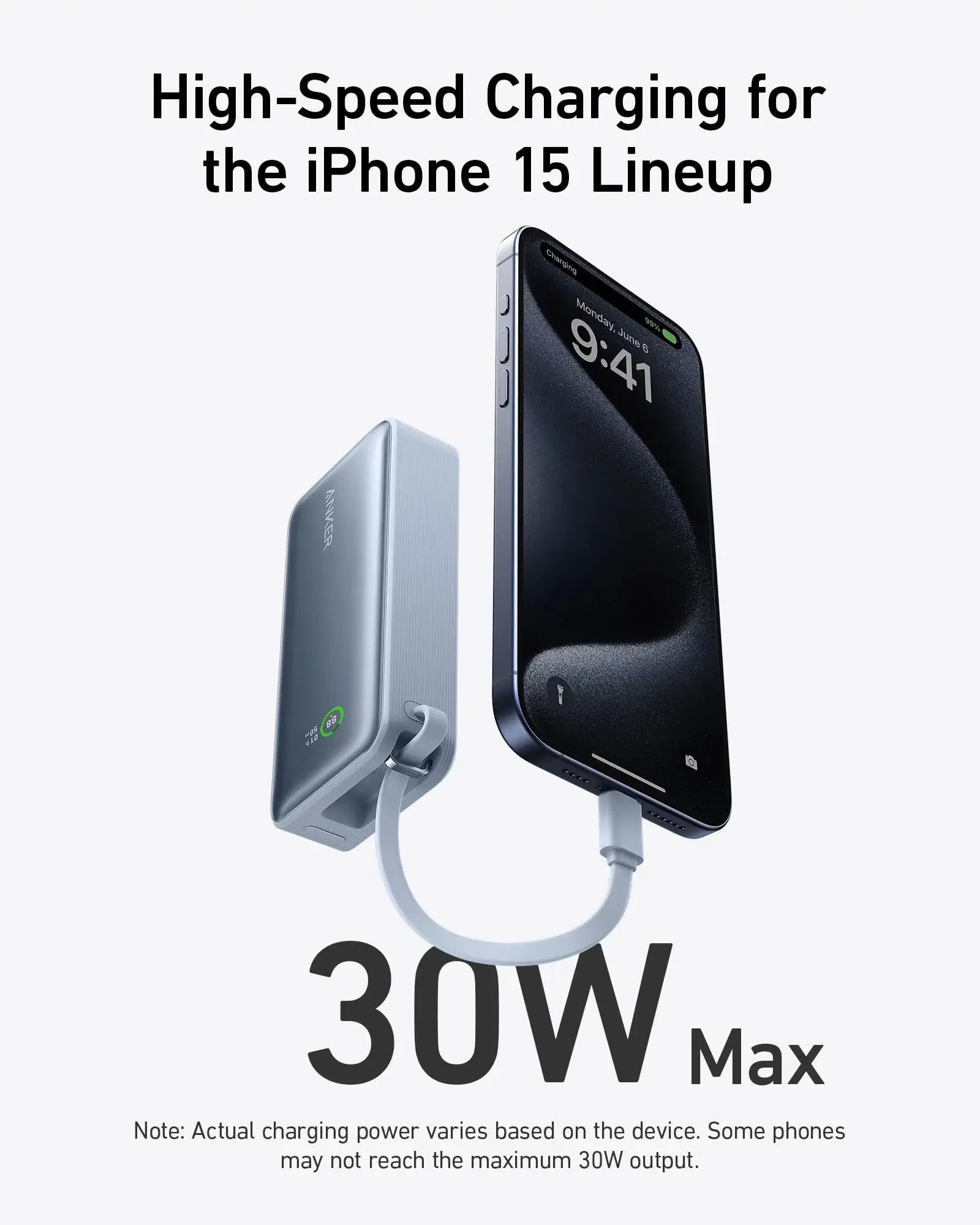 Anker Nano Power Bank (30W, Built-In USB-C Cable) - Anker - Flyclothing LLC
