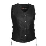 Venus - Ladies Full Length Leather Vest - GoLeather - Flyclothing LLC
