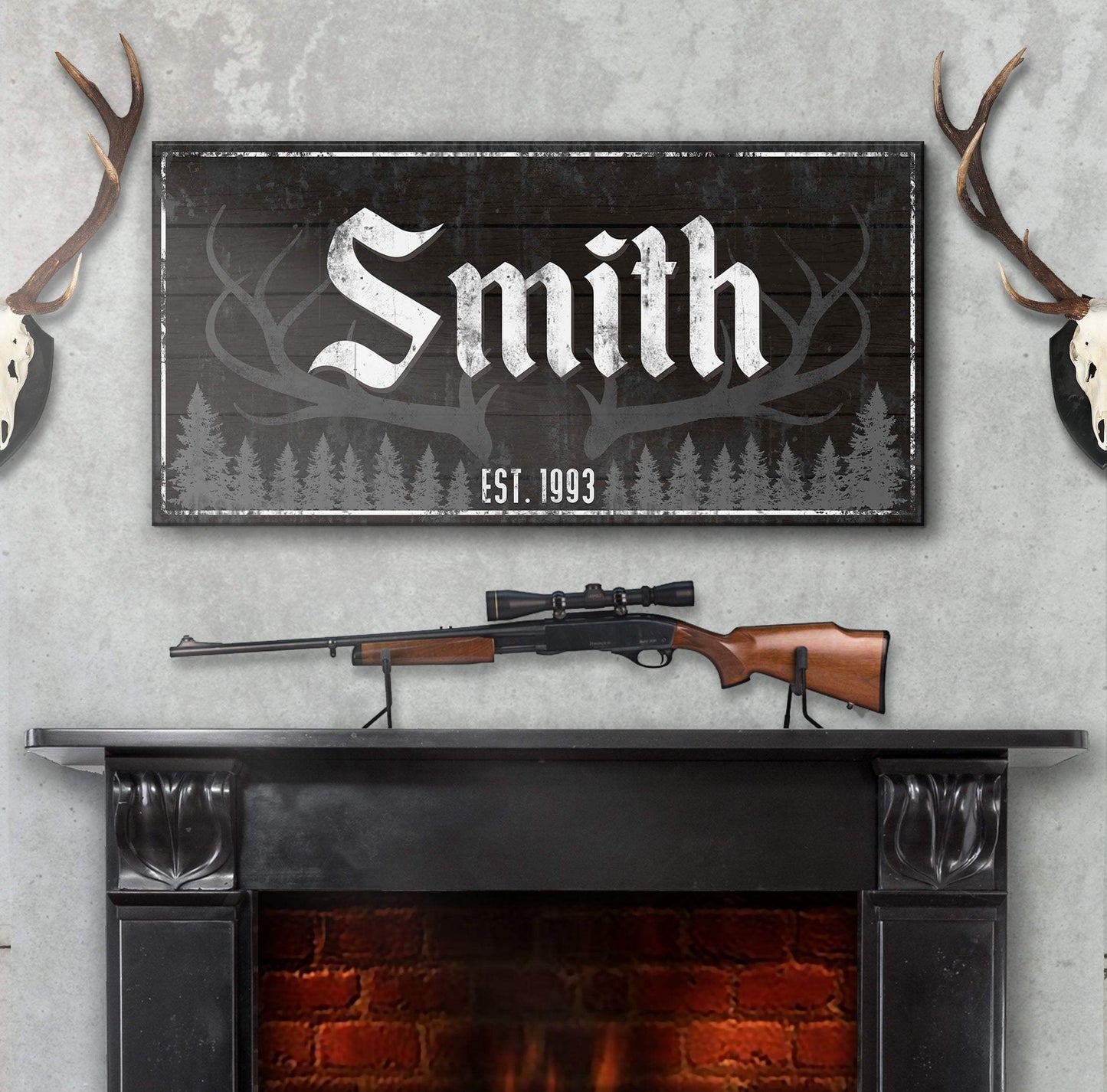 Rustic Family Antler Sign III - Tailored Canvases - Flyclothing LLC