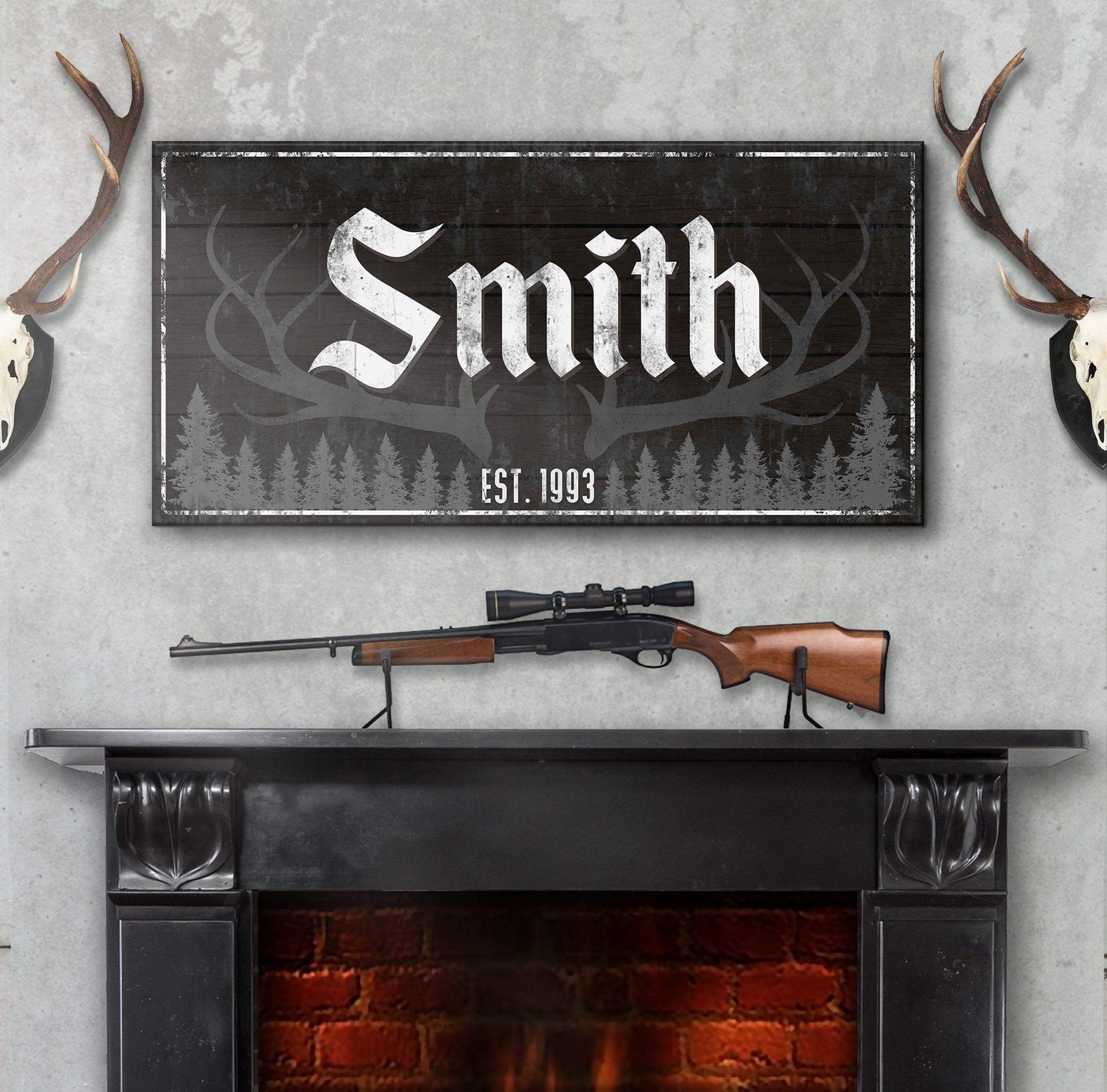 Rustic Family Antler Sign III - Tailored Canvases - Flyclothing LLC