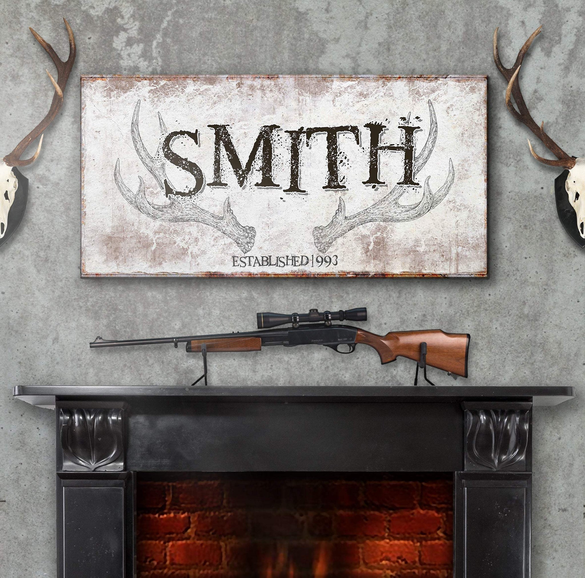 Rustic Family Antler Sign - Tailored Canvases - Flyclothing LLC