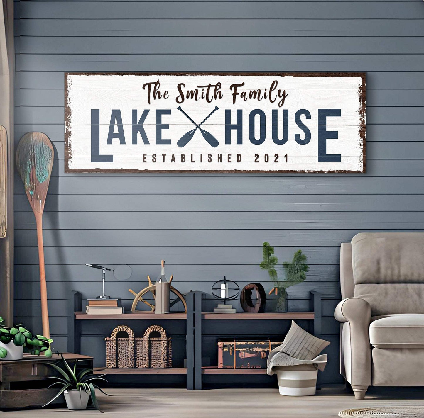Family Lake House Arrow Sign II - Tailored Canvases - Flyclothing LLC