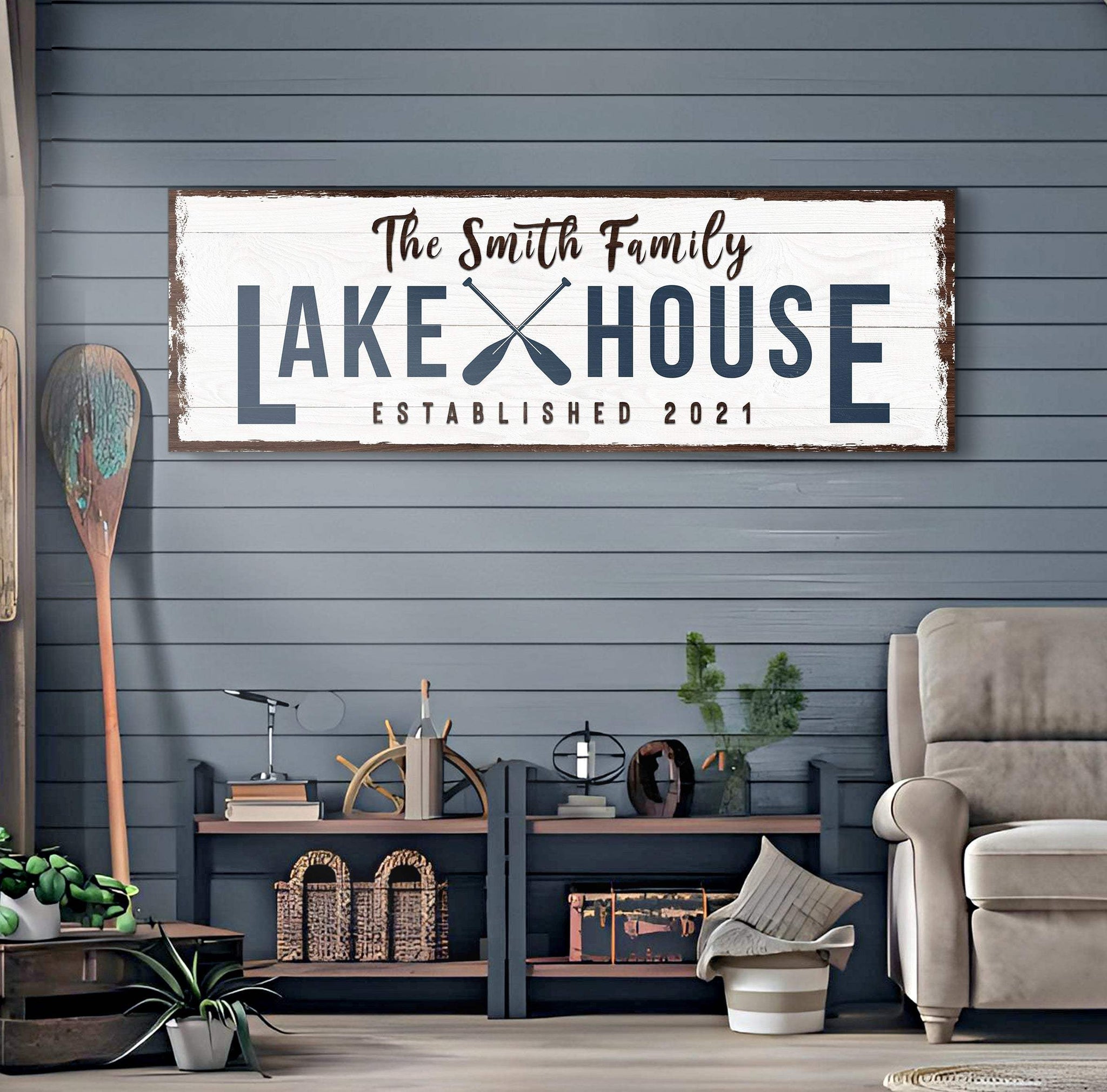 Family Lake House Arrow Sign II - Tailored Canvases - Flyclothing LLC