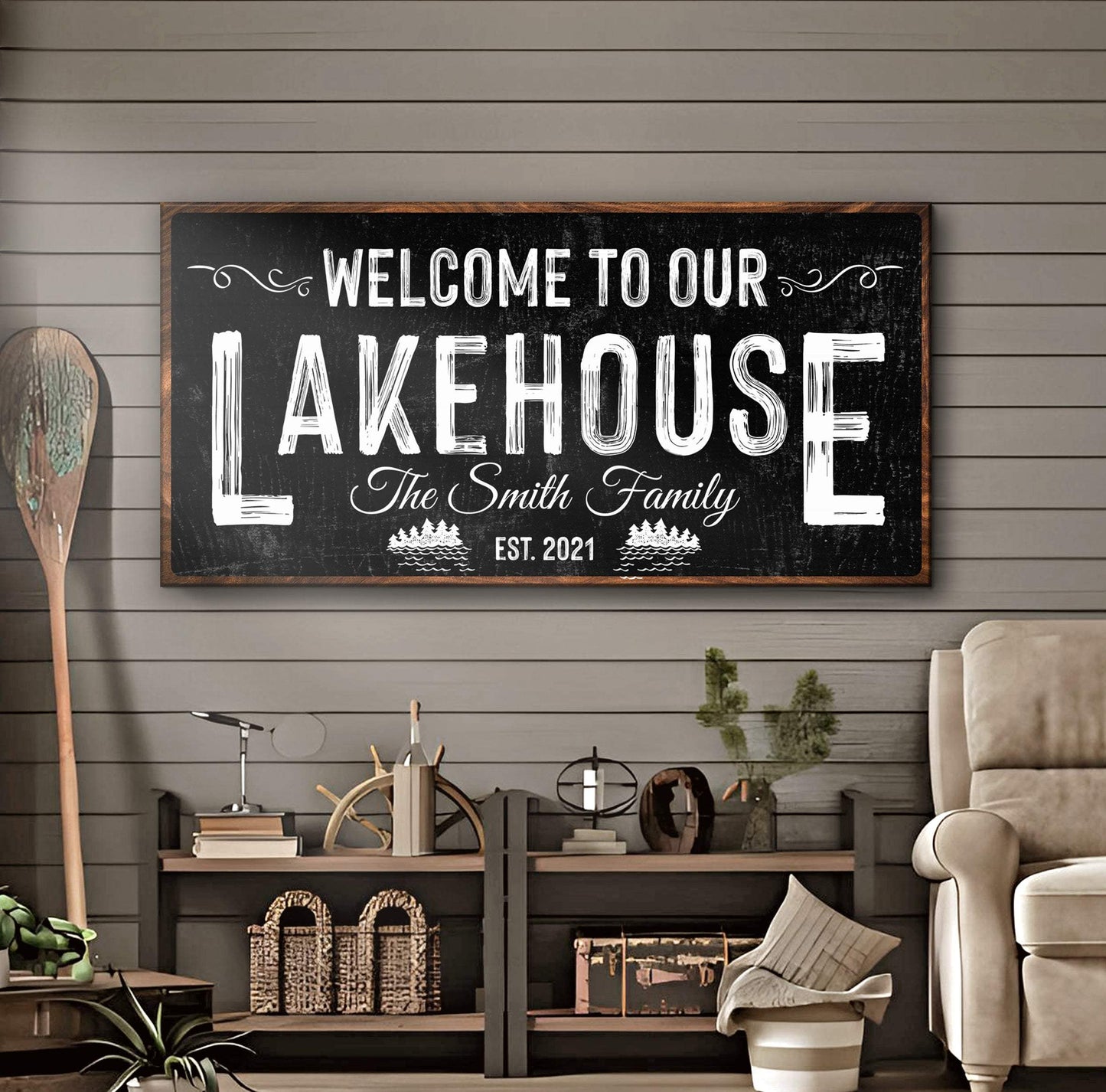 Welcome To Our Lakehouse Sign II - Tailored Canvases - Flyclothing LLC