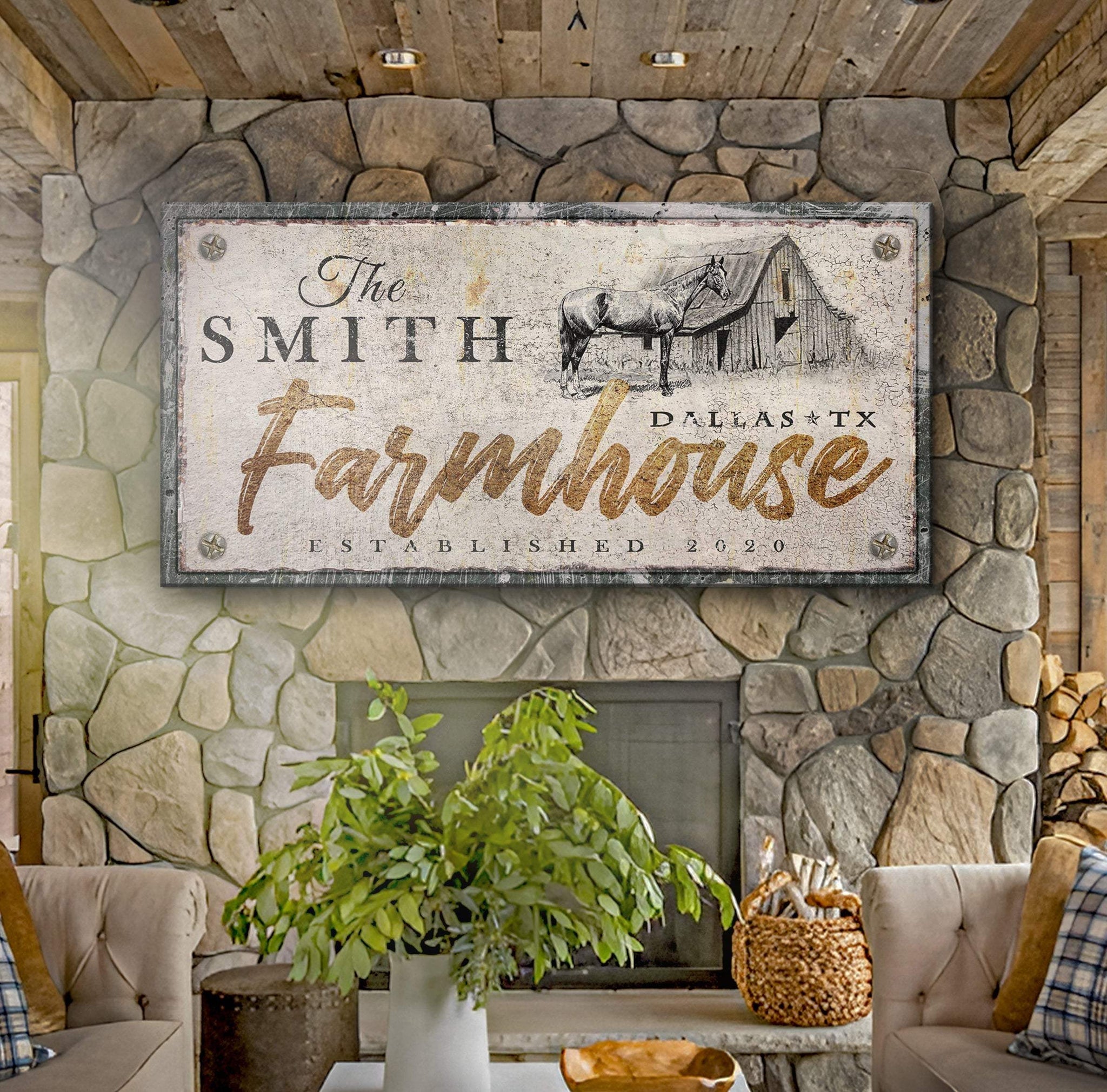 Rustic Horse Farmhouse Sign III - Tailored Canvases - Flyclothing LLC