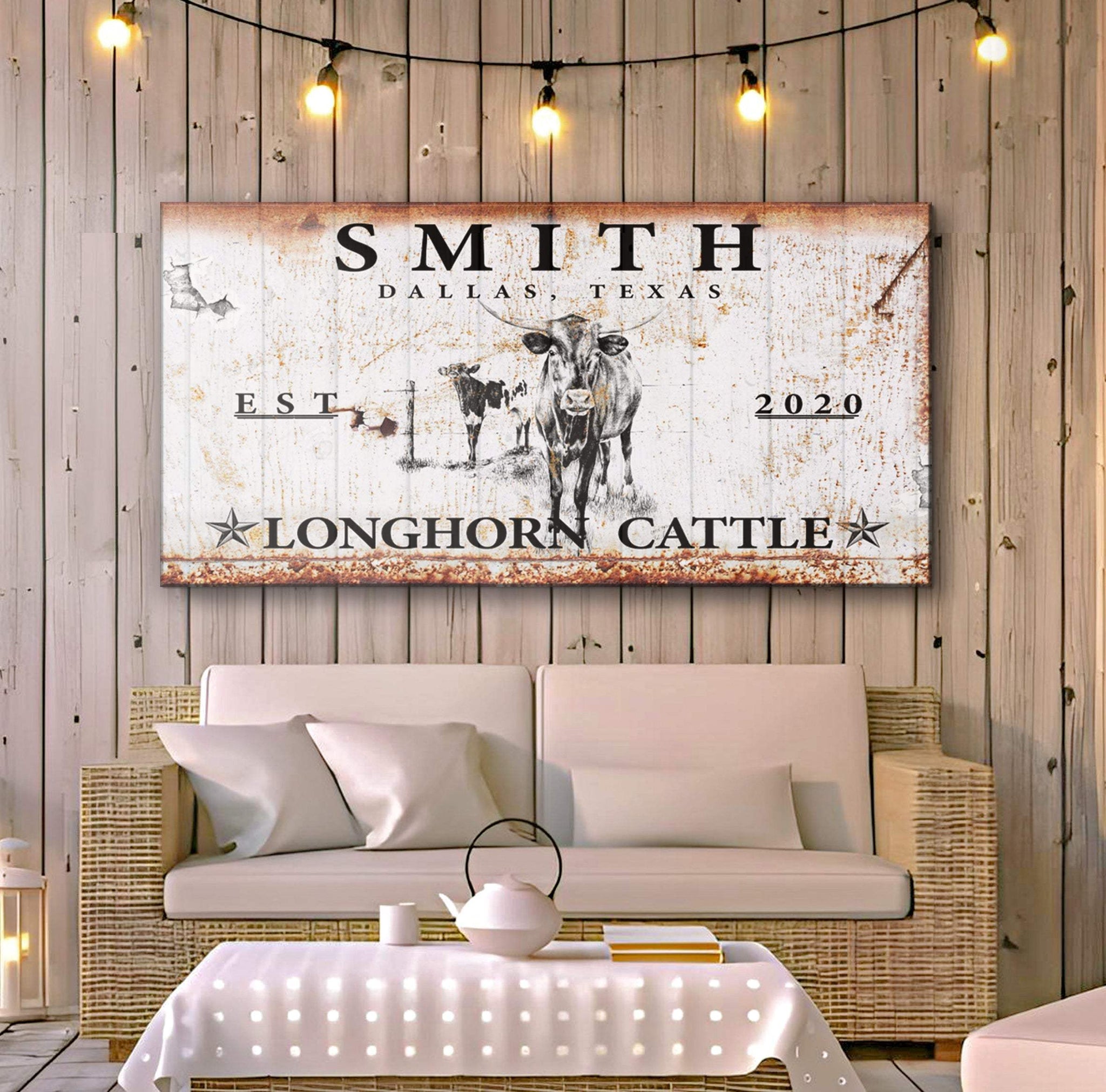 Longhorn Rustic Cattle Sign II - Tailored Canvases - Flyclothing LLC