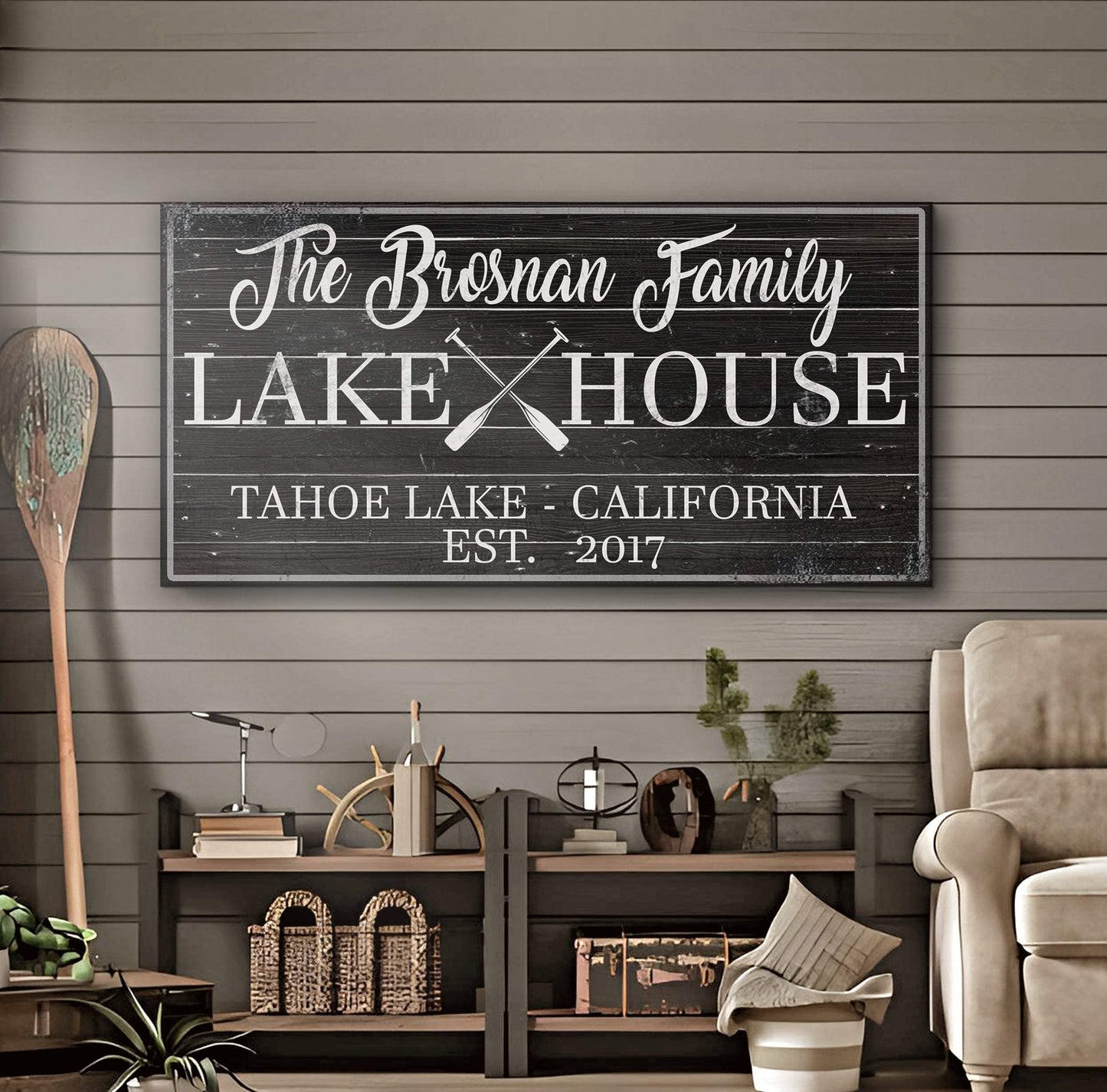 Family Lake House Paddle Sign II - Tailored Canvases - Flyclothing LLC