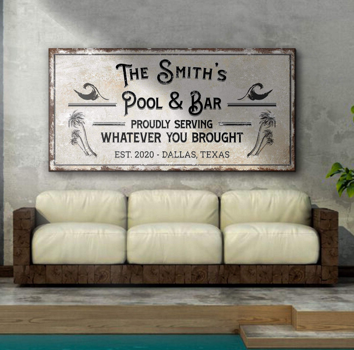 Personalized Rustic Pool Sign - Tailored Canvases - Flyclothing LLC
