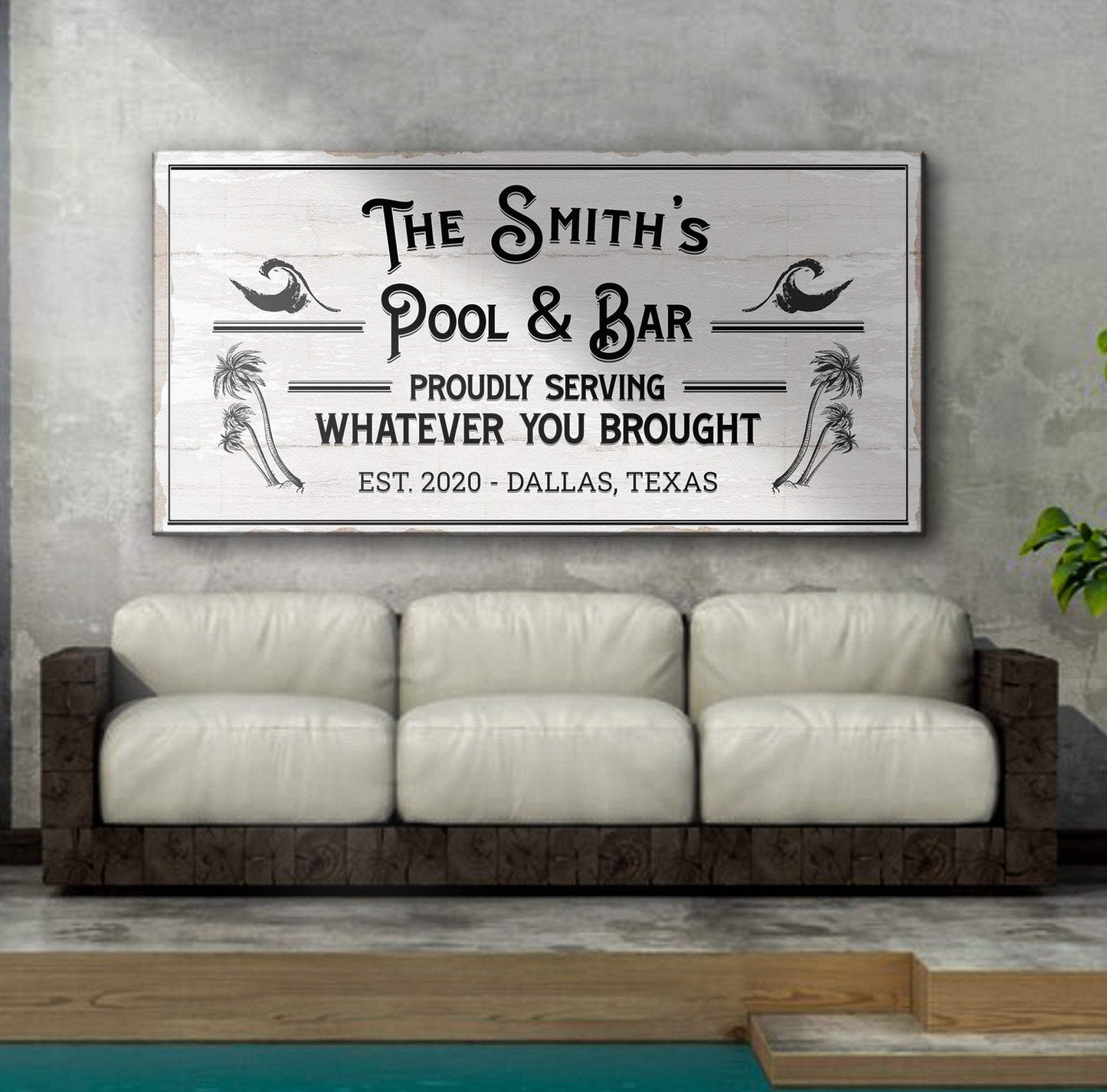 Personalized Rustic Pool And Bar Sign III - Tailored Canvases - Flyclothing LLC