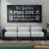 Personalized Poolside Bar And Grill Sign II - Tailored Canvases - Flyclothing LLC