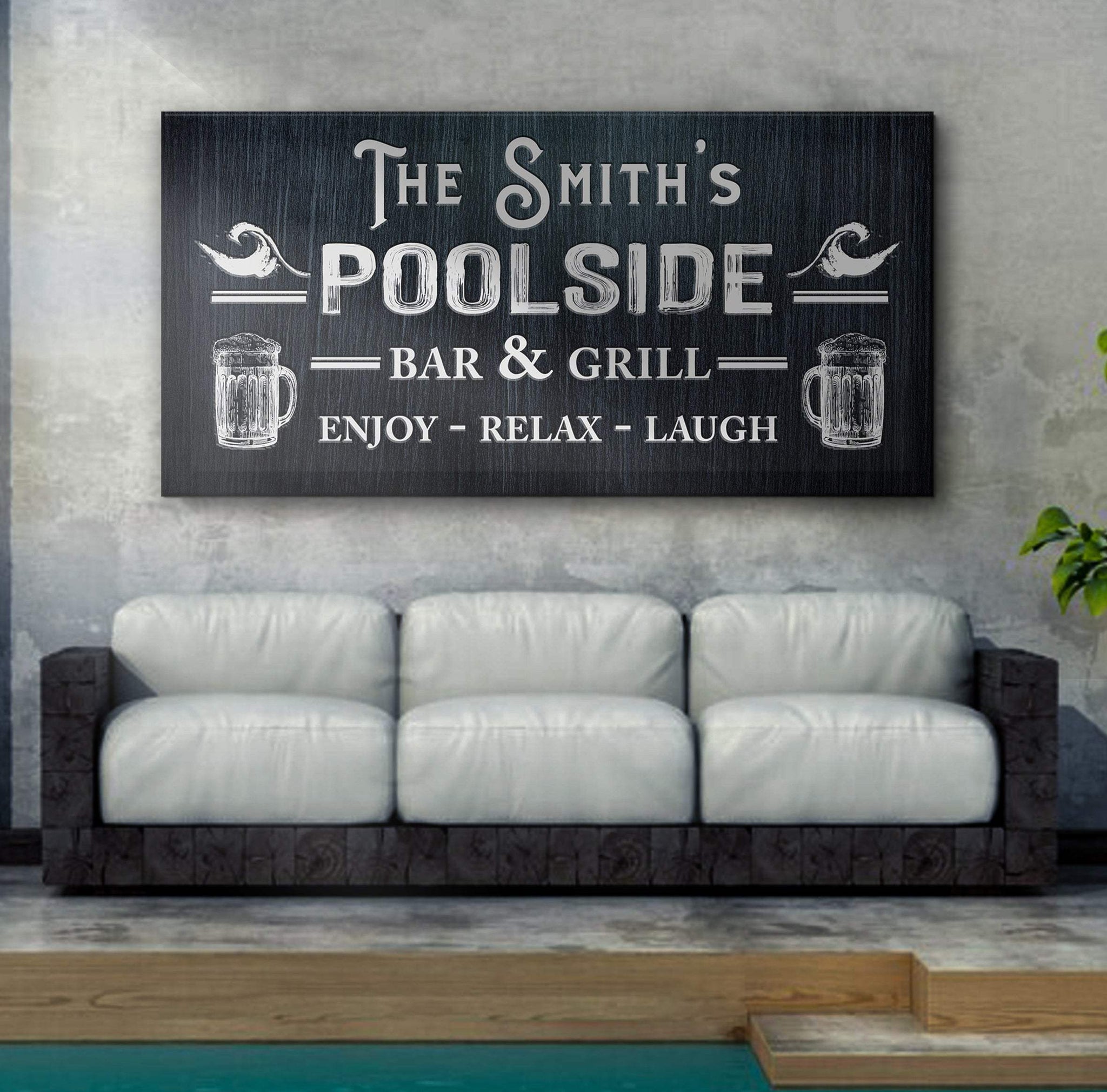 Personalized Poolside Bar And Grill Sign II - Tailored Canvases - Flyclothing LLC