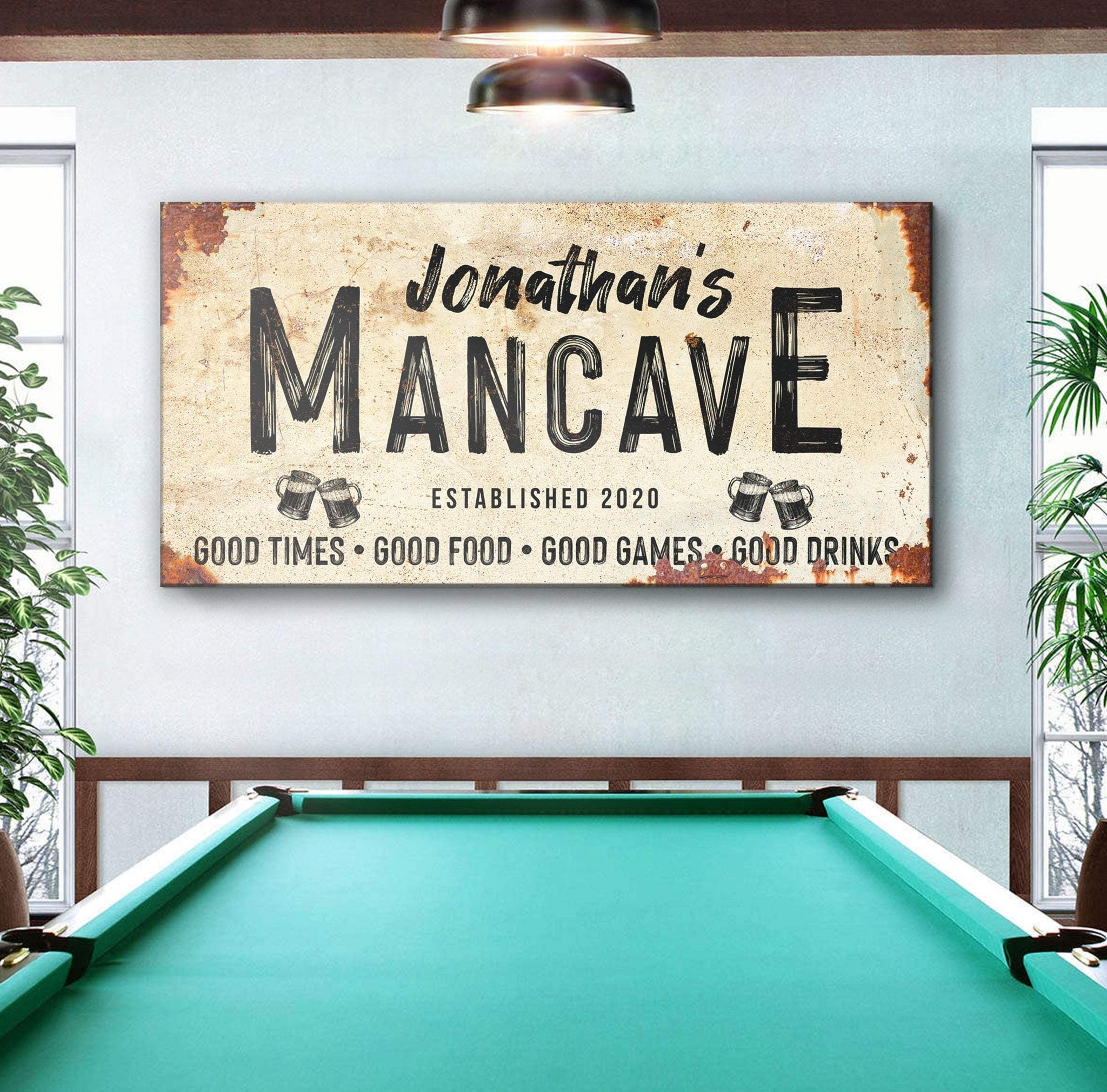 Good Times Personalized Man Cave Sign: Custom Bar Signs for Home Bar – Perfect Man Cave Wall Decor - Tailored Canvases - Flyclothing LLC