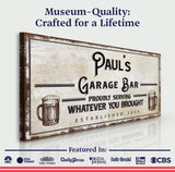 Personalized Rustic Garage Sign for Home Bar: Enhance Your Man Cave Wall Decor with Personalized Basement Bar Sign - Tailored Canvases - Flyclothing LLC