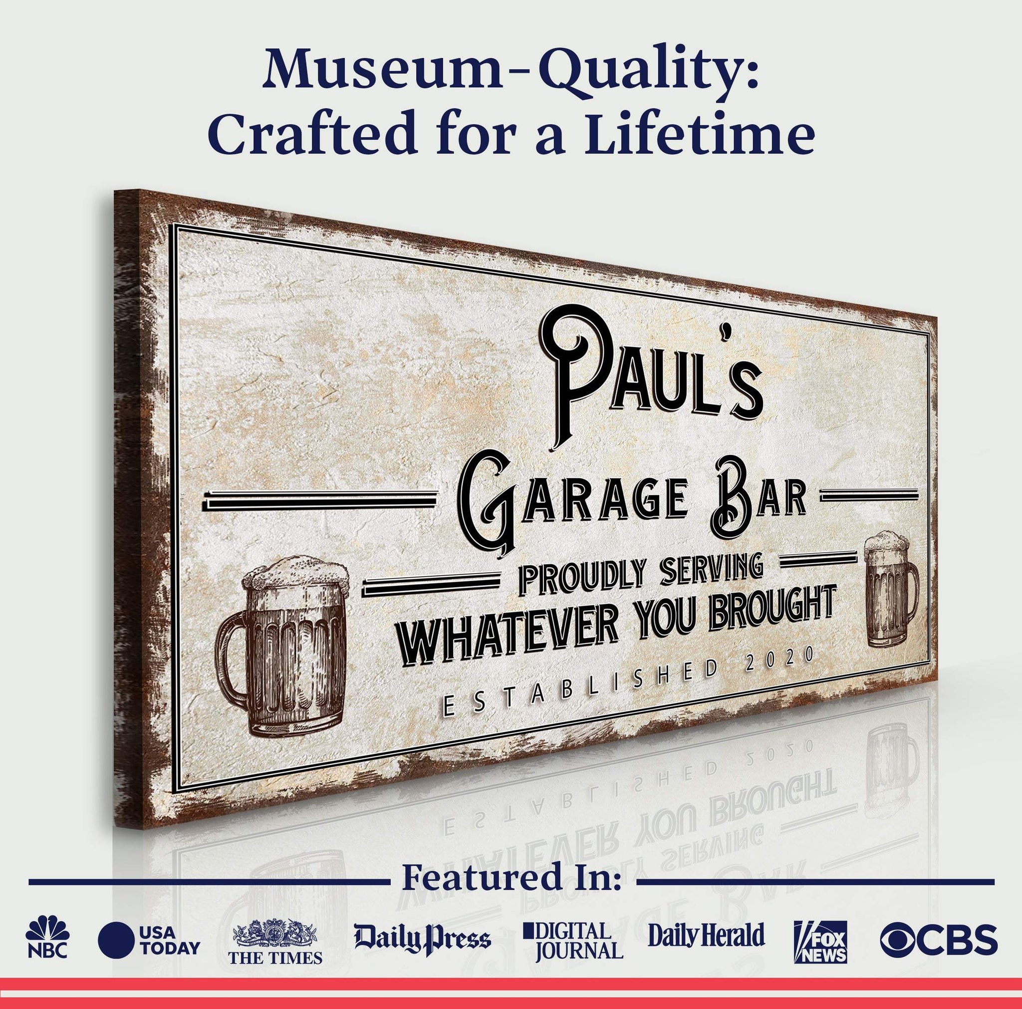 Personalized Rustic Garage Sign for Home Bar: Enhance Your Man Cave Wall Decor with Personalized Basement Bar Sign - Tailored Canvases - Flyclothing LLC
