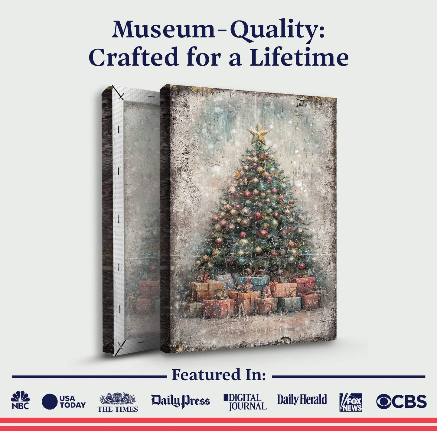 Vintage Christmas Tree With Gifts Wall Art - Tailored Canvases - Flyclothing LLC