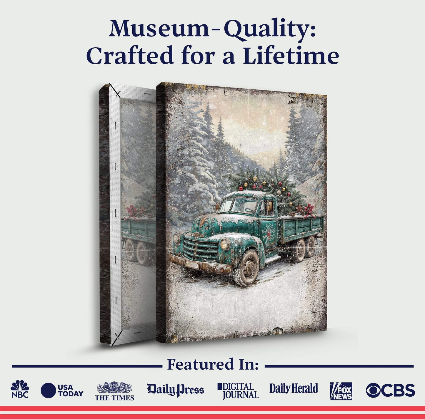 Vintage Truck With Christmas Tree Wall Art - Tailored Canvases - Flyclothing LLC