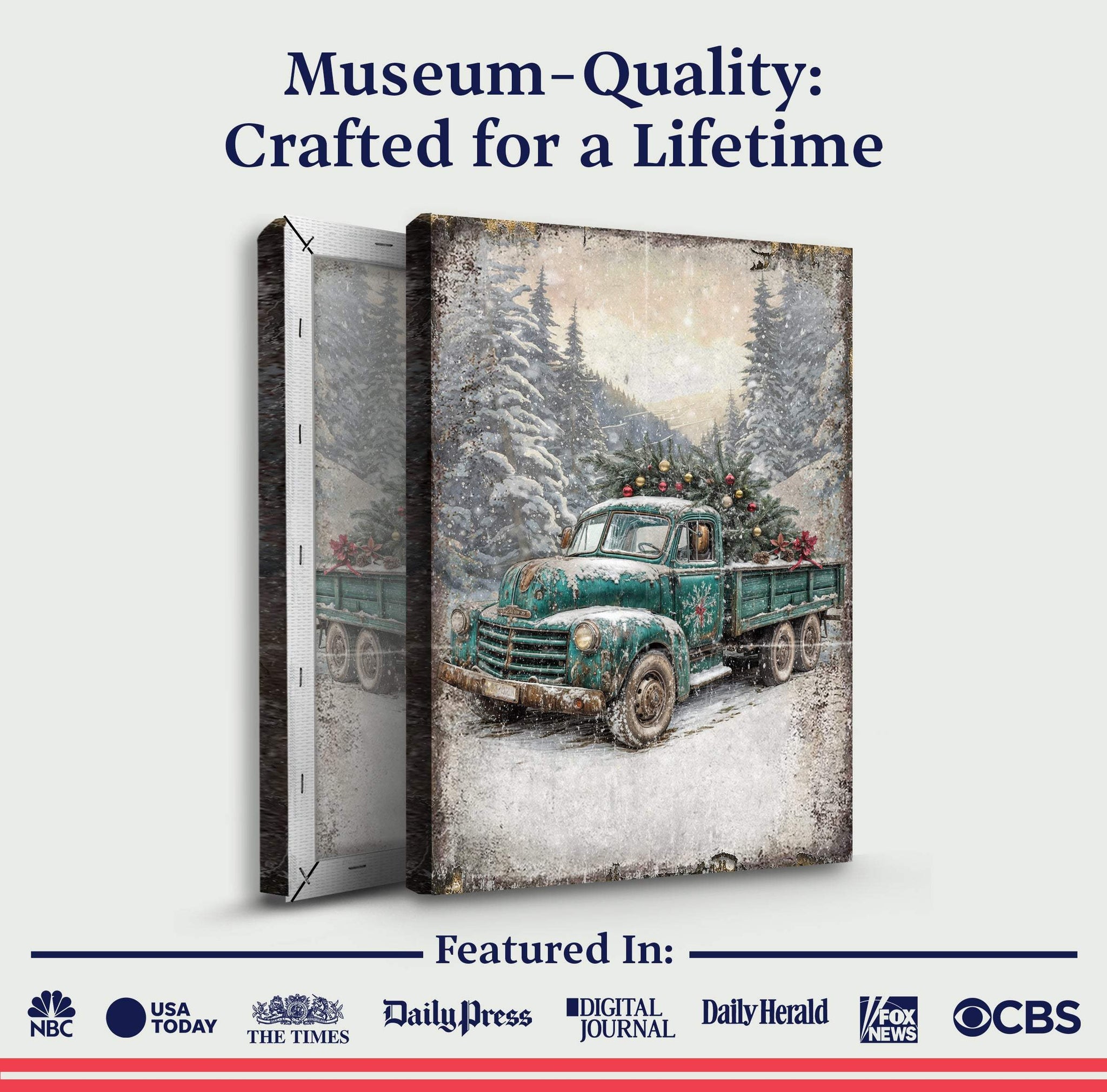 Vintage Truck With Christmas Tree Wall Art - Tailored Canvases - Flyclothing LLC