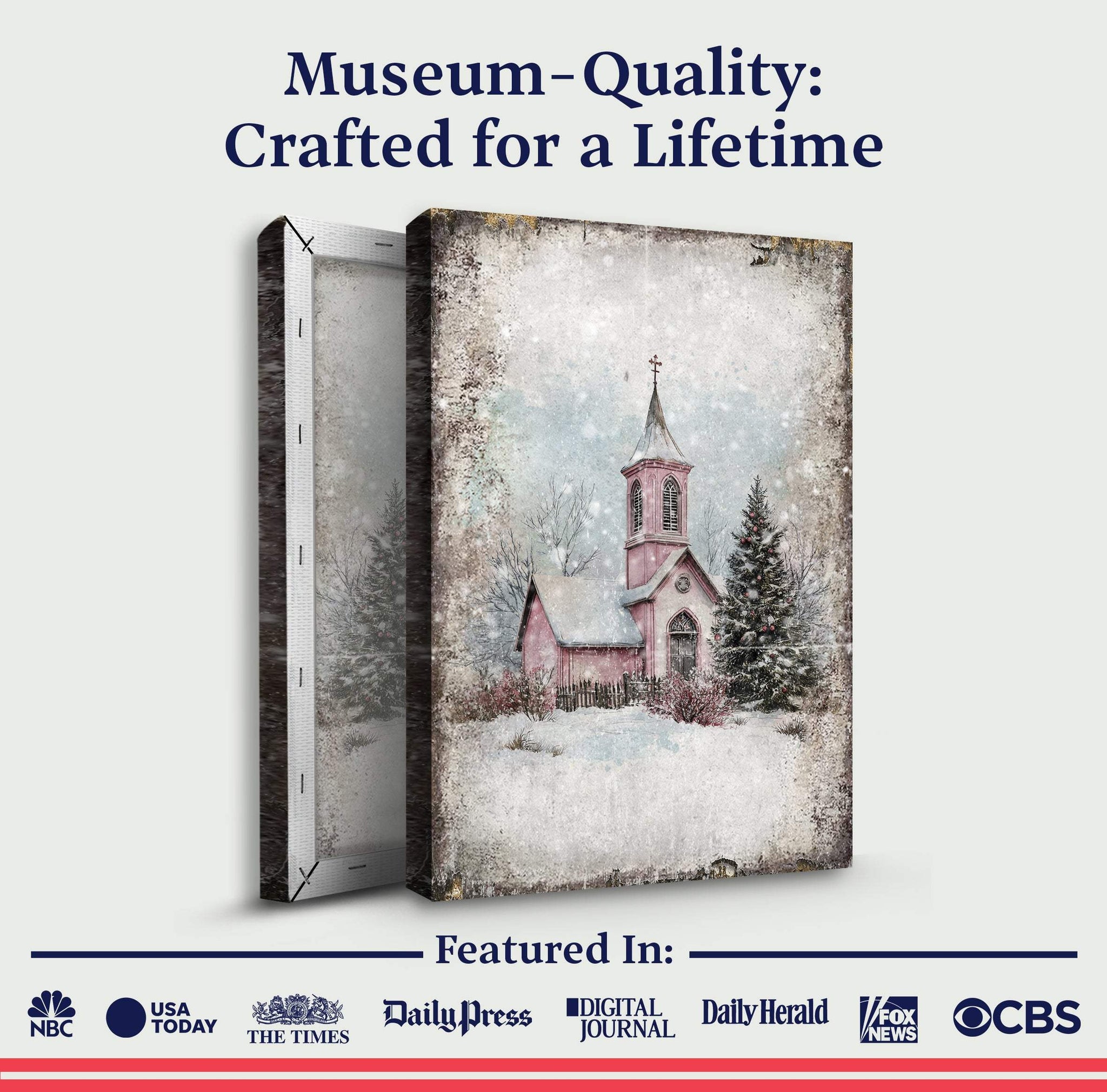Vintage Church Christmas Wall Art - Tailored Canvases - Flyclothing LLC