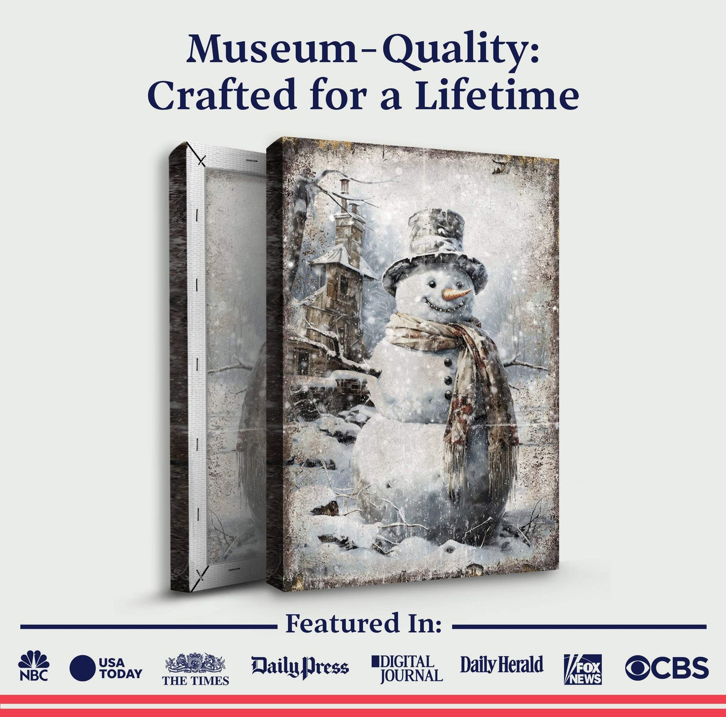 Vintage Snowman Christmas Wall Art II - Tailored Canvases - Flyclothing LLC