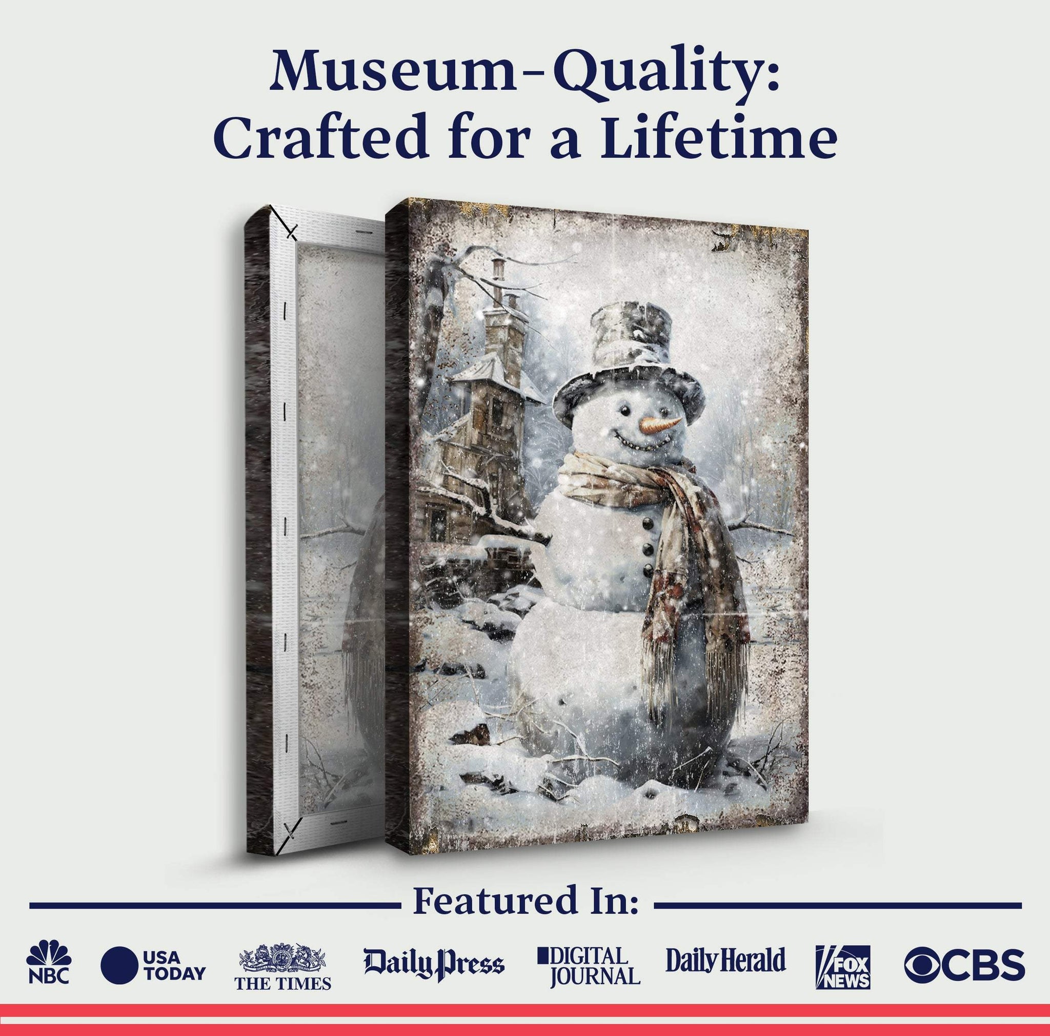 Vintage Snowman Christmas Wall Art II - Tailored Canvases - Flyclothing LLC