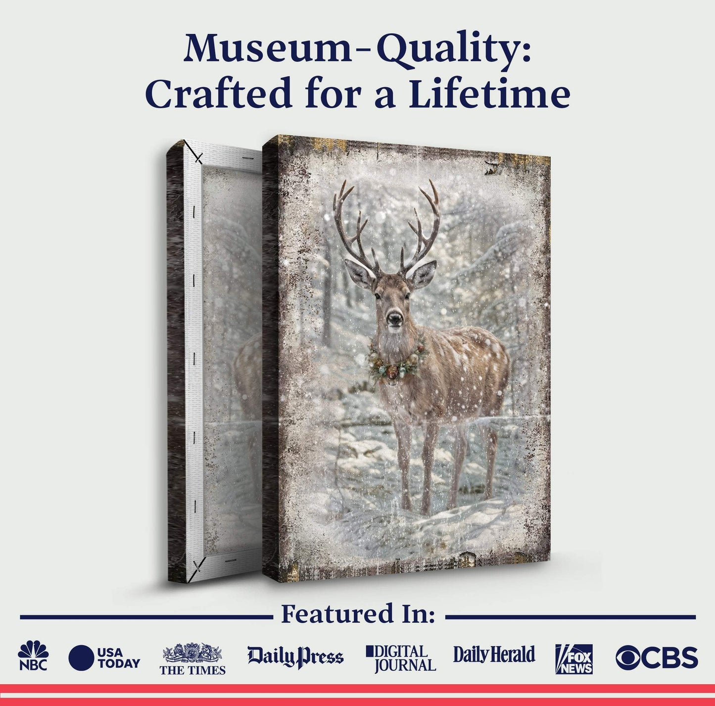 Vintage Winter Deer Christmas Wall Art III - Tailored Canvases - Flyclothing LLC