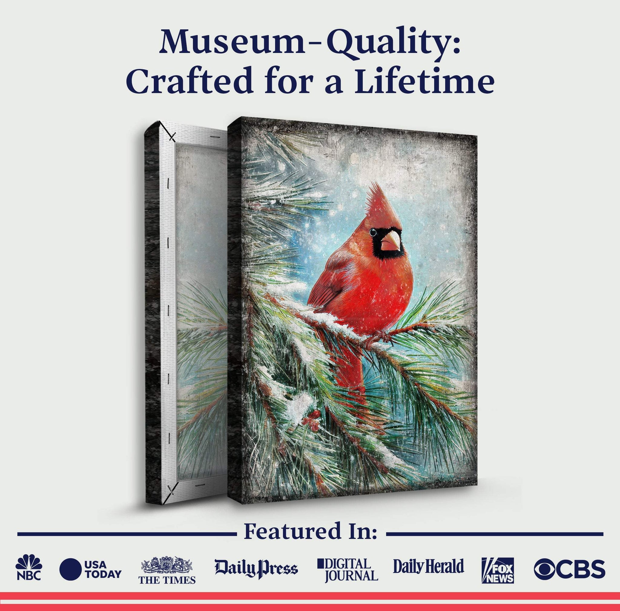 Vintage Cardinal Christmas Wall Art - Tailored Canvases - Flyclothing LLC