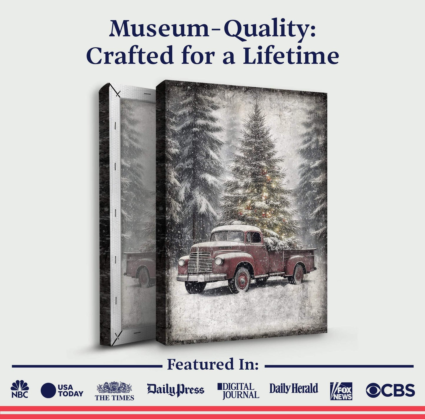 Vintage Truck With Christmas Tree Wall Art III - Tailored Canvases - Flyclothing LLC